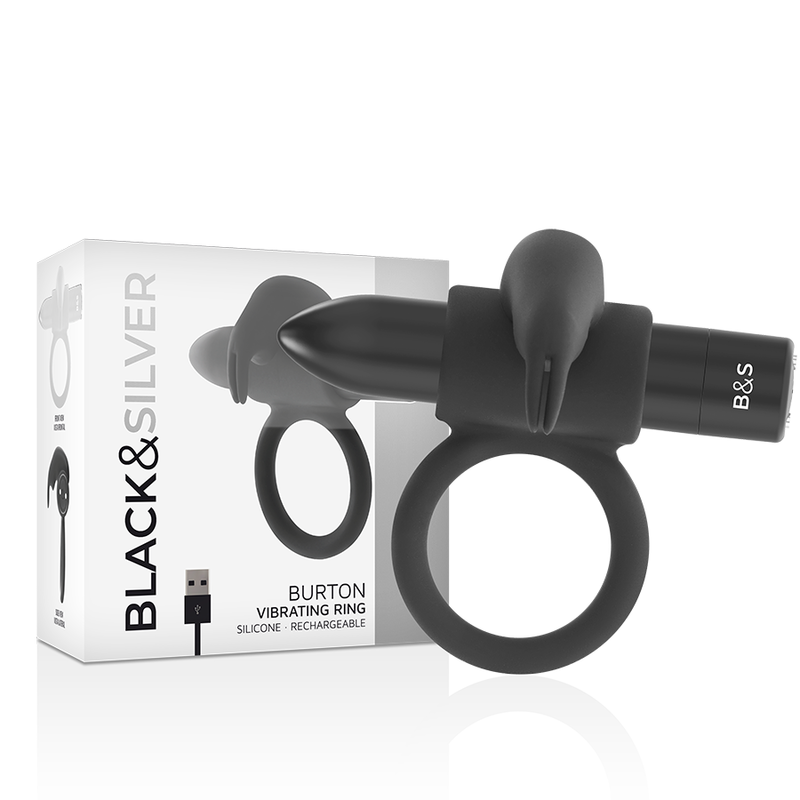 BLACK&SILVER - BURTON ANILLO 10 MODOS VIBRACIÓN NEGRO - Accesorios para el pene - El Arte del Placer