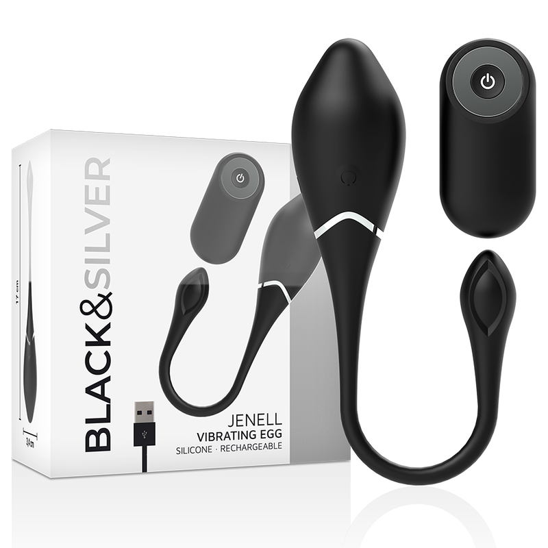 BLACK&SILVER - JENELL HUEVO VIBRADOR RECARGABLE - JUGUETES BIENESTAR - El Arte del Placer