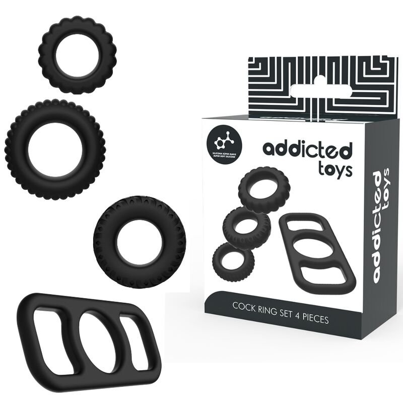 ADDICTED TOYS - SET 4 ANILLOS SILICONA PARA EL PENE - Accesorios para el pene - El Arte del Placer