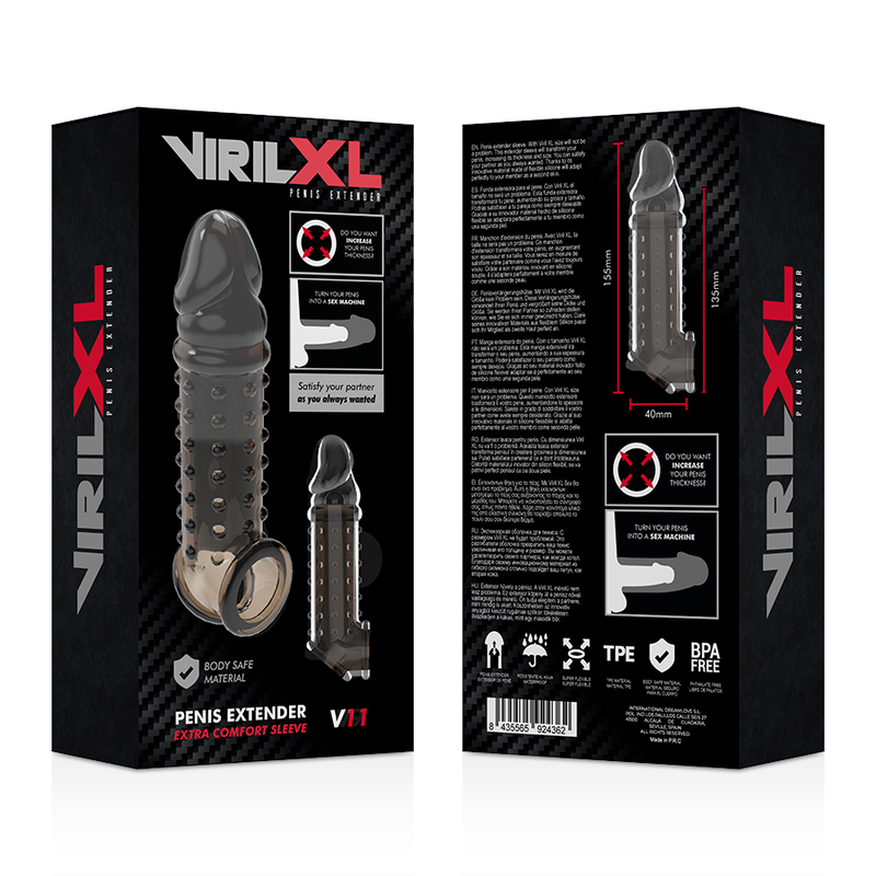 VIRILXL - EXTENSIÓN Y FUNDA DE PENE V11 NEGRO - Imagen 10