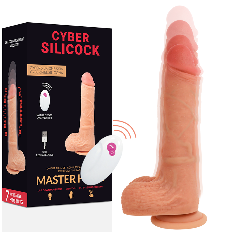CYBER SILICOCK - REALÍSTICO CONTROL REMOTO MASTER HUCK 20.9 CM -O- 4 CM - JUGUETES BIENESTAR - El Arte del Placer