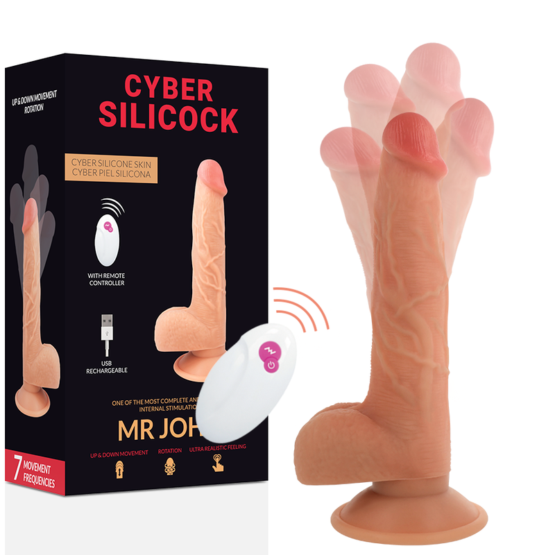 CYBER SILICOCK - REALÍSTICO CONTROL REMOTO MR JOHN 23.88 CM -O- 4.3 CM - JUGUETES BIENESTAR - El Arte del Placer