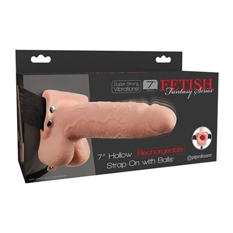 FETISH FANTASY SERIES - STRAP ON HUECO REALISTA VIBRADOR CON TESTÍCULOS 17,8 CM - Imagen 5